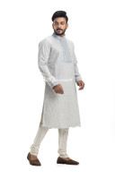 Men Embroidered Linen Straight Punjabi (NS95)